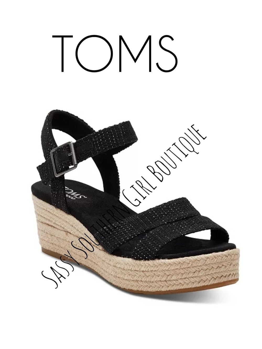 🆕⭐TOMS Black Espadrille Wedge Sandals